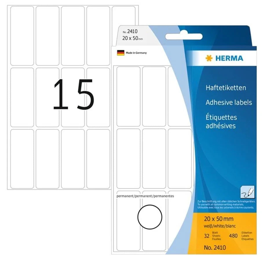 Herma - Rektangel etiketter permanent (flere størrelser)