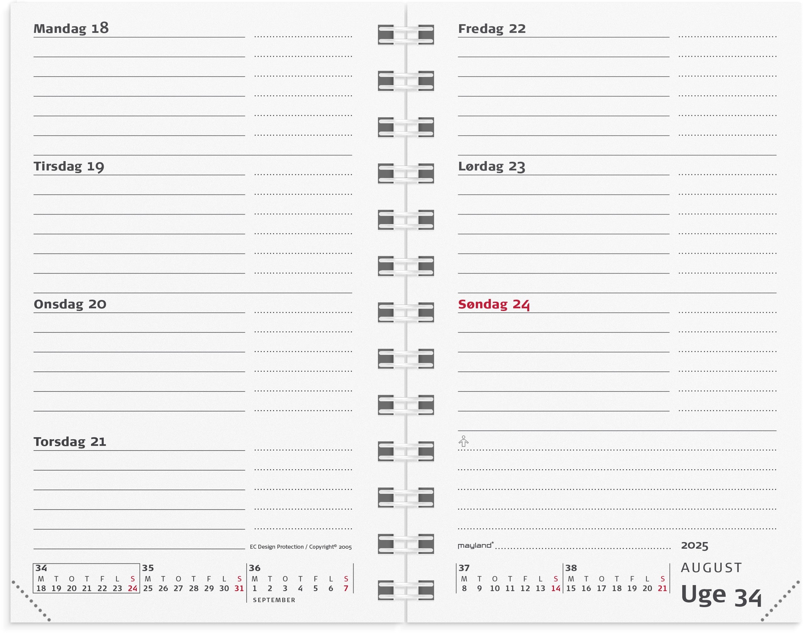 Mini Planner ugekalender REFILL 2025