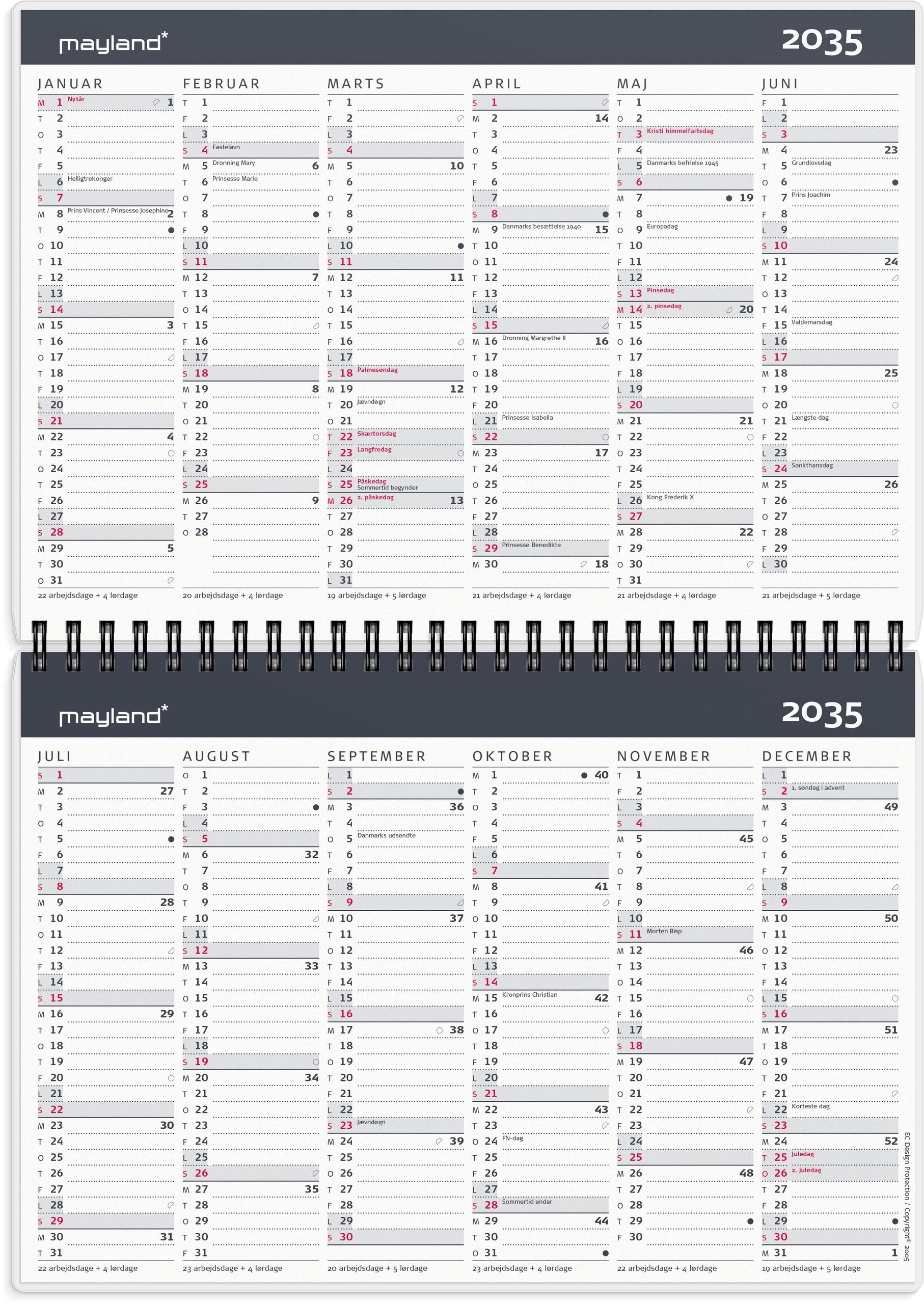 10 årskalender A5 m/illu. 2025