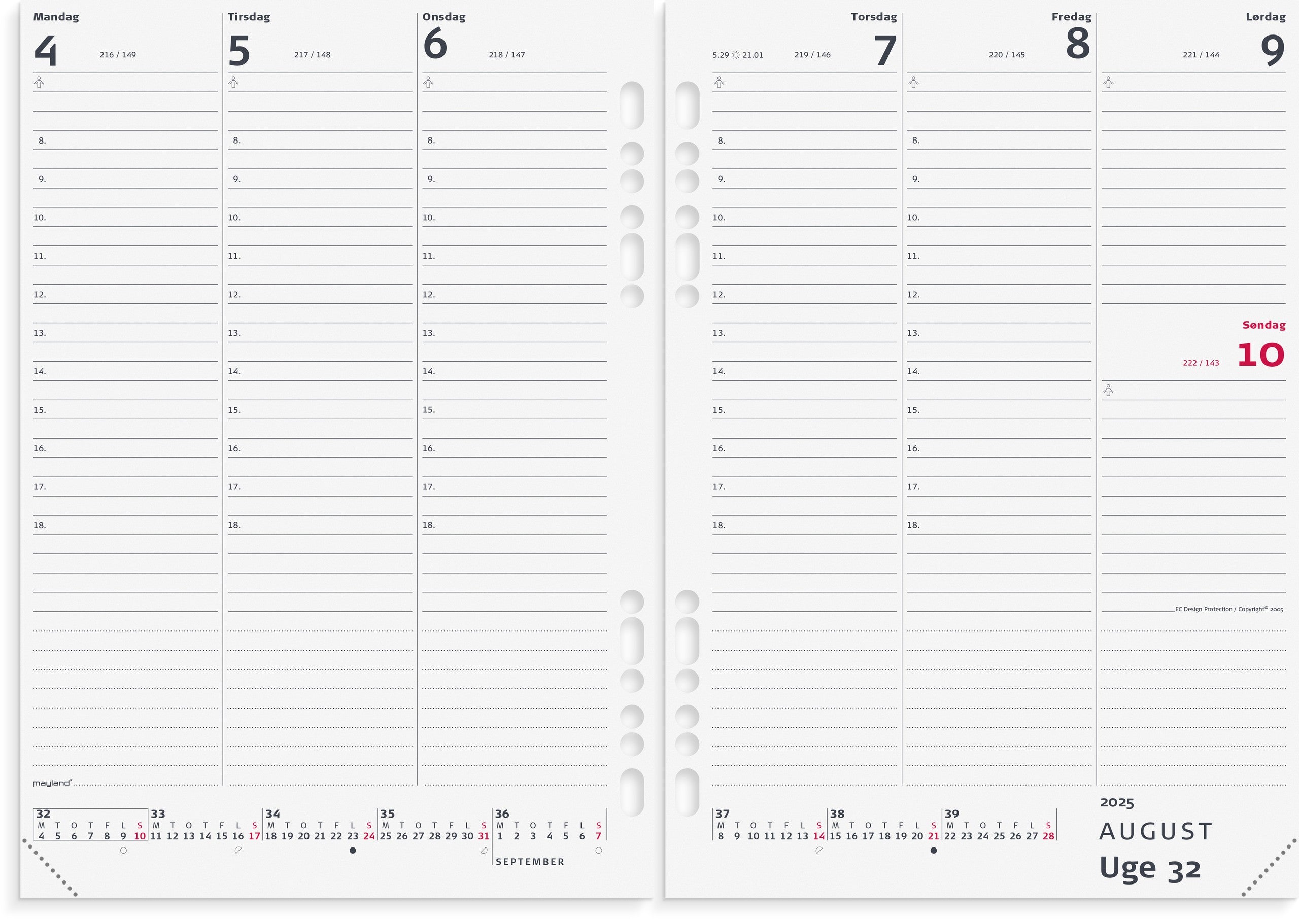 System A5 ugekalender højformat REFILL 2025