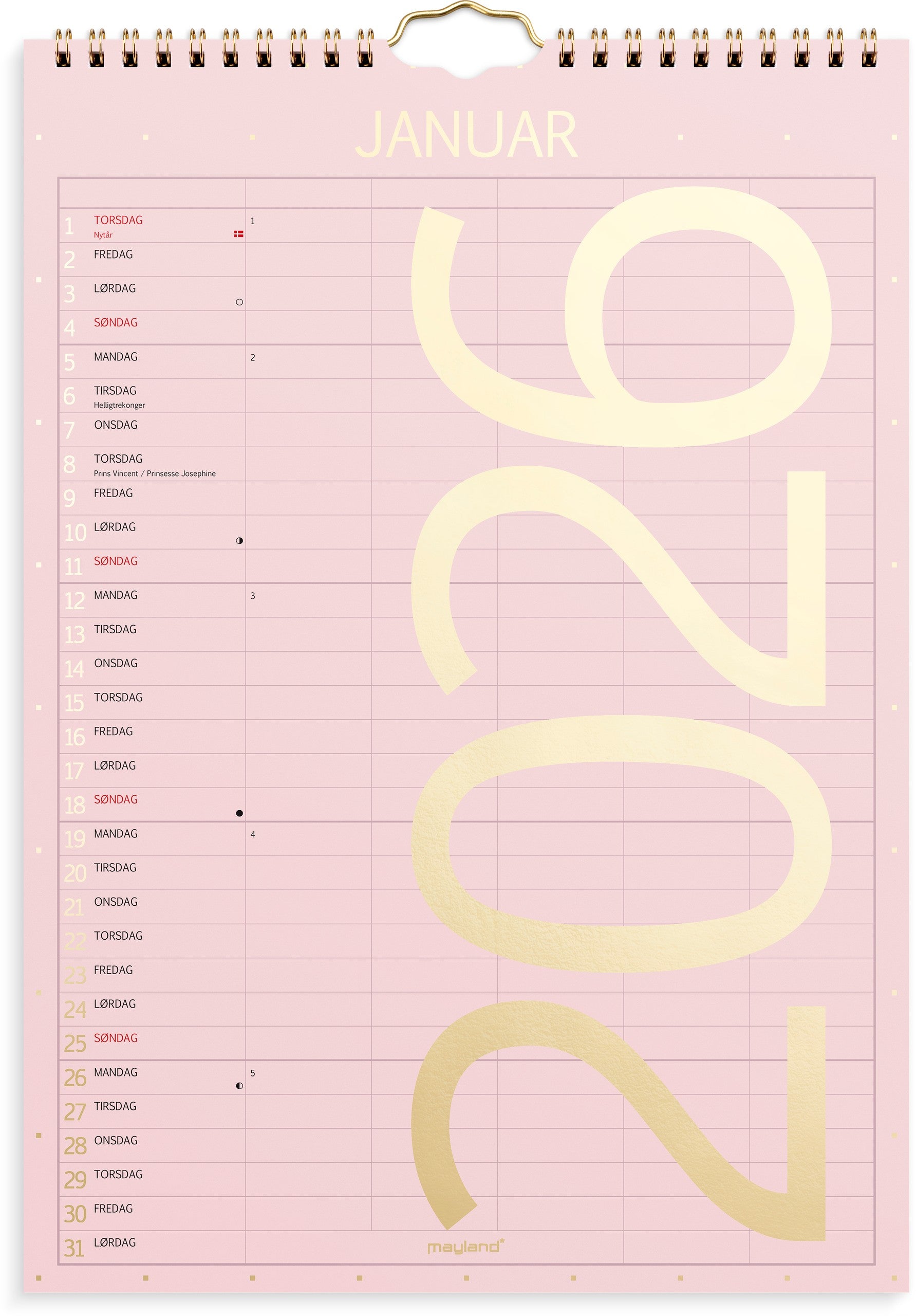 Familiekalender Color lille 2026