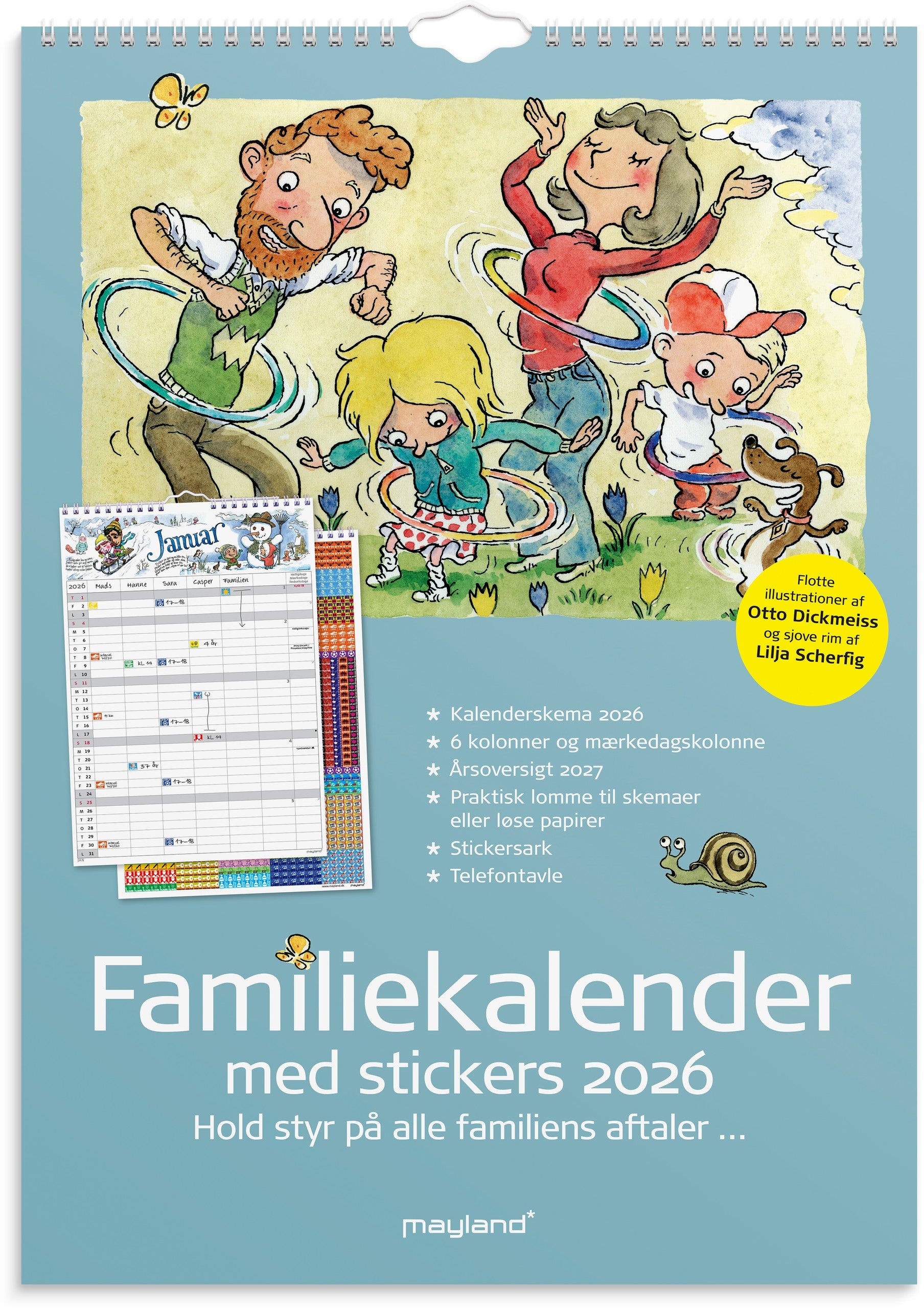 Familiekalender Otto Dickmeiss & Lilja Scherfig 6 kol. A3 2026
