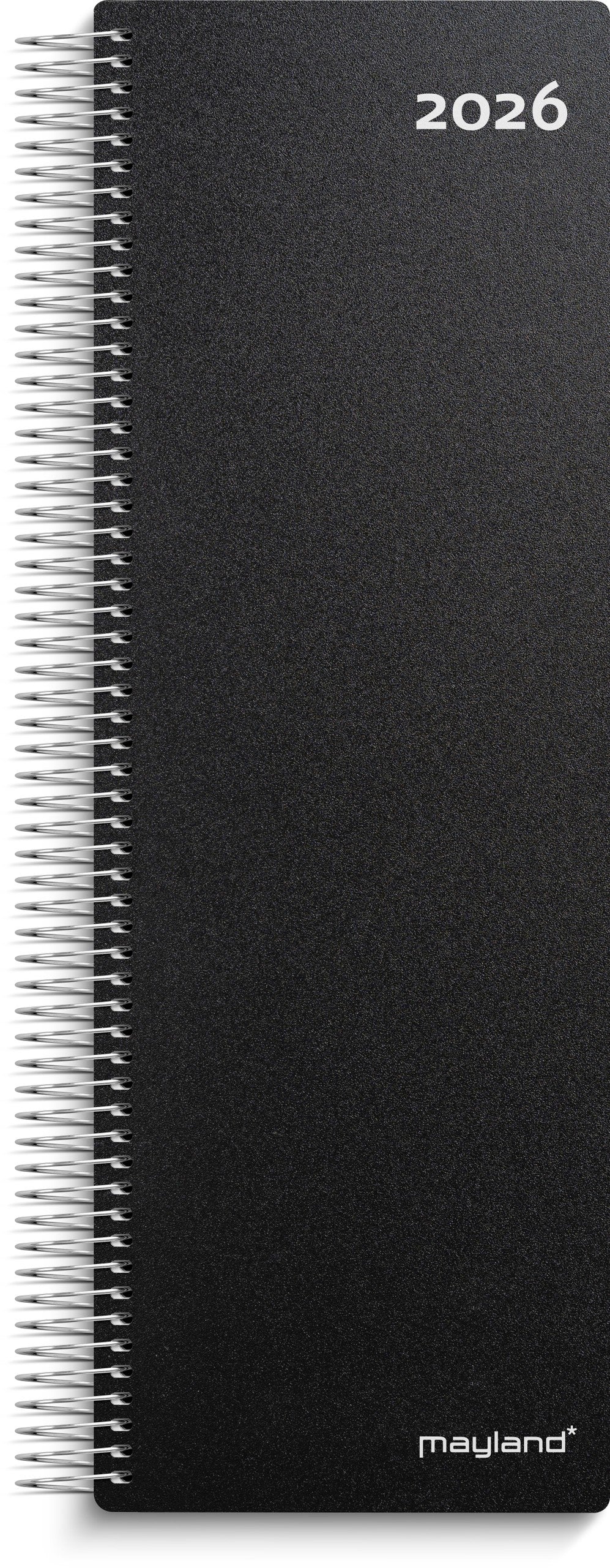 Spiralnoteringskalender dag sort PP-plast 2026