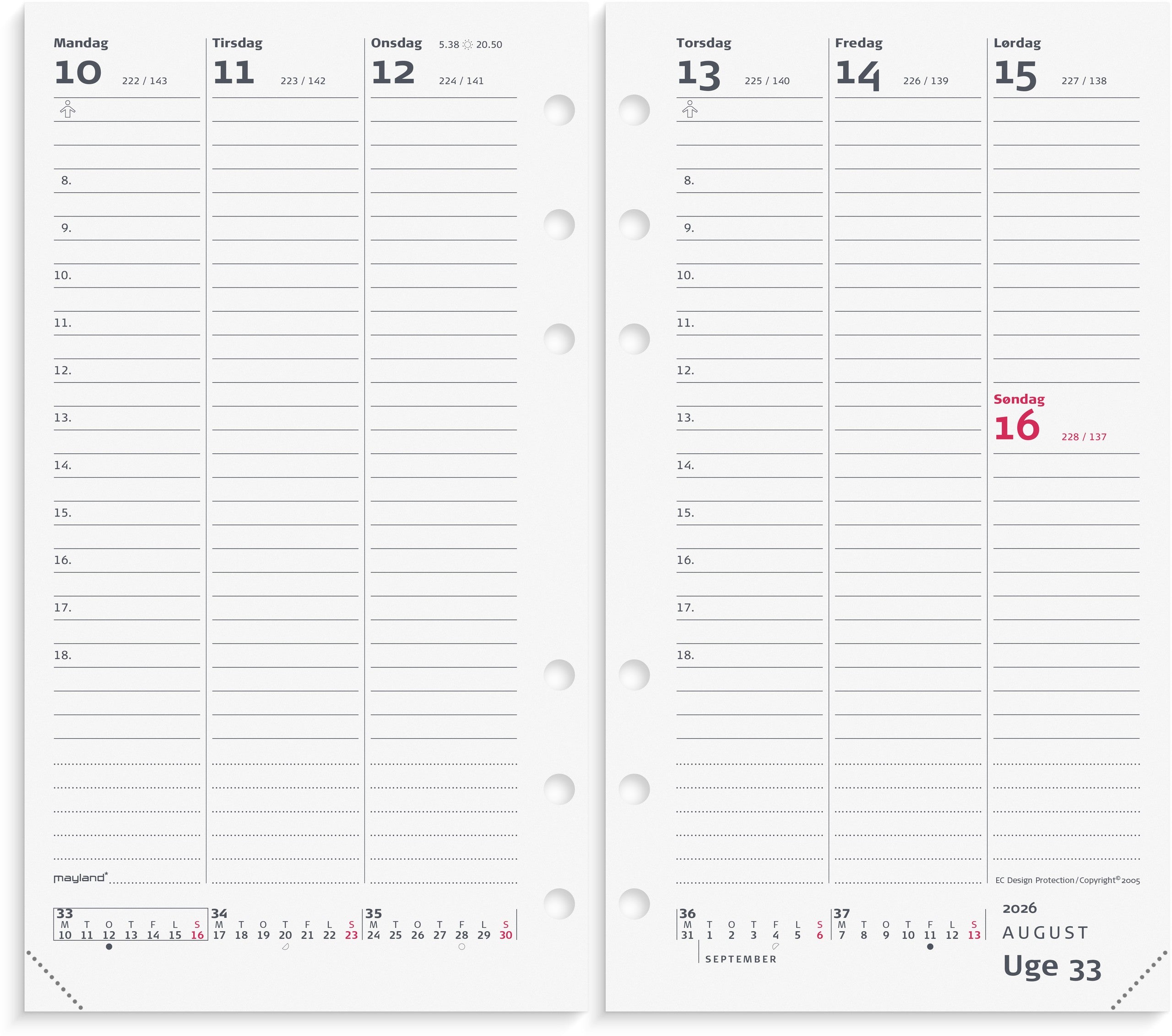System PP ugekalender højformat REFILL 2026