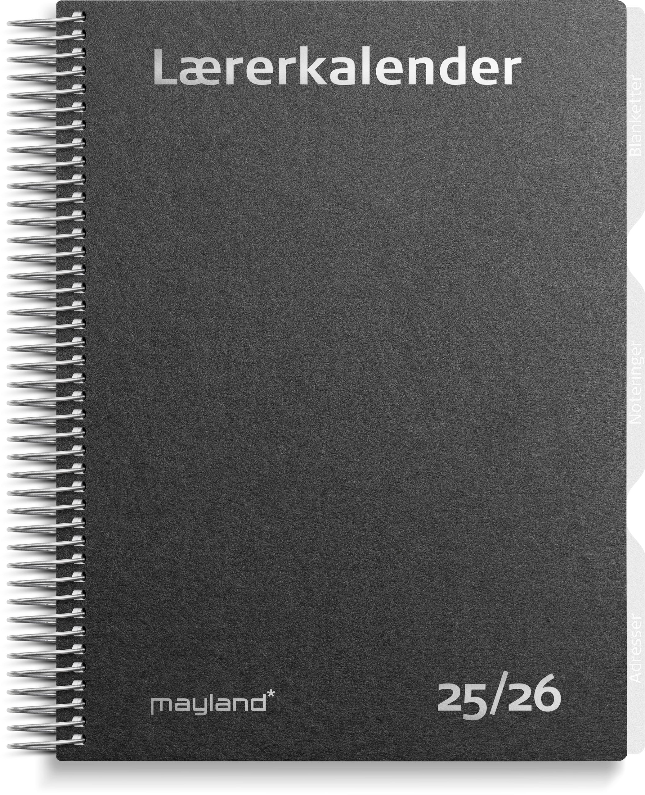 Studie Lærerkalender A5 matsort genbrugskarton 2025/2026