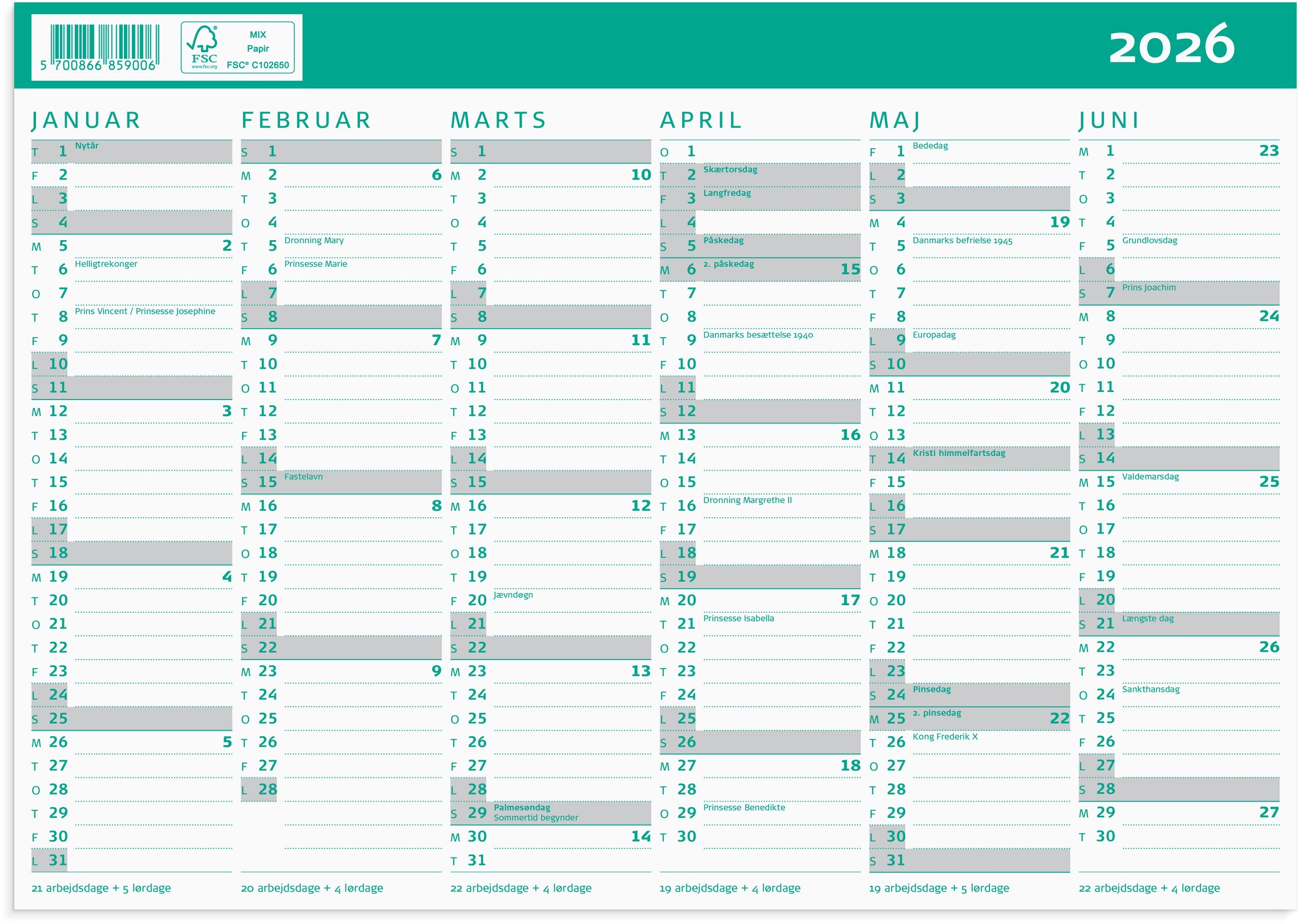 Studie Kartonkalender A4 2025/2026