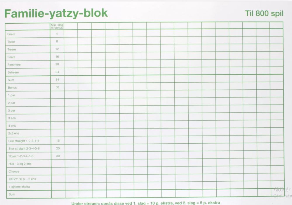 Yatzy blok A5 familie-yatzy 3 stk