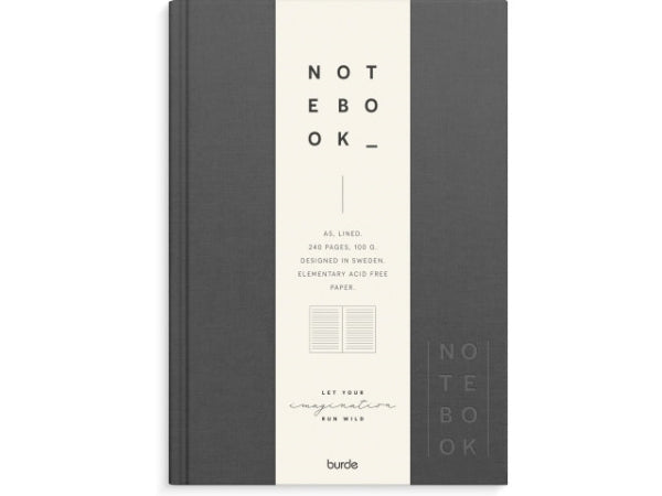 A5 linjeret notesbog i hardback i grå fra Mayland