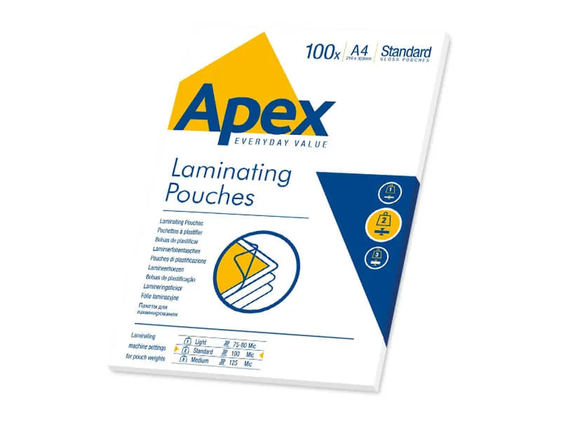 Apex A4 lamineringslomme 100 mic.