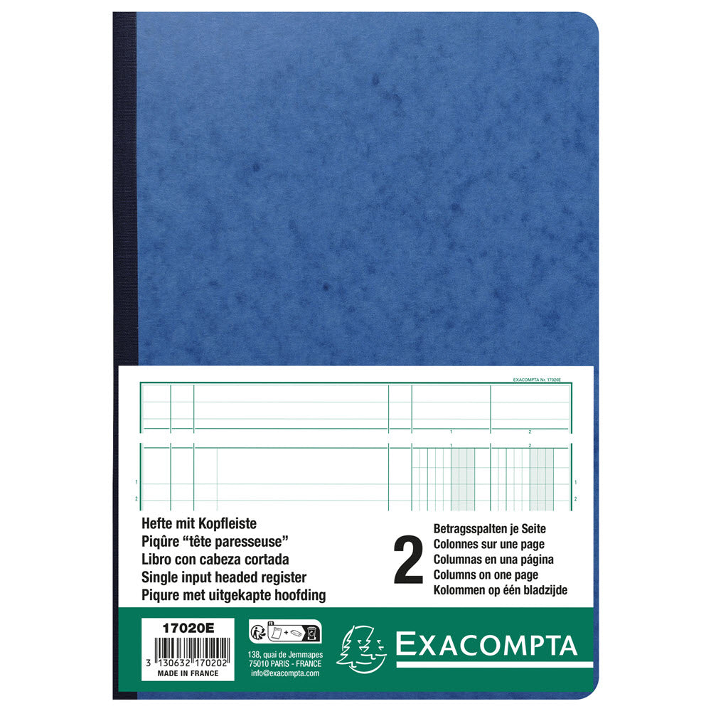 Exacompta Kolonnebog – 2 Kolonner, 34 Linjer, A4 - 40 Ark