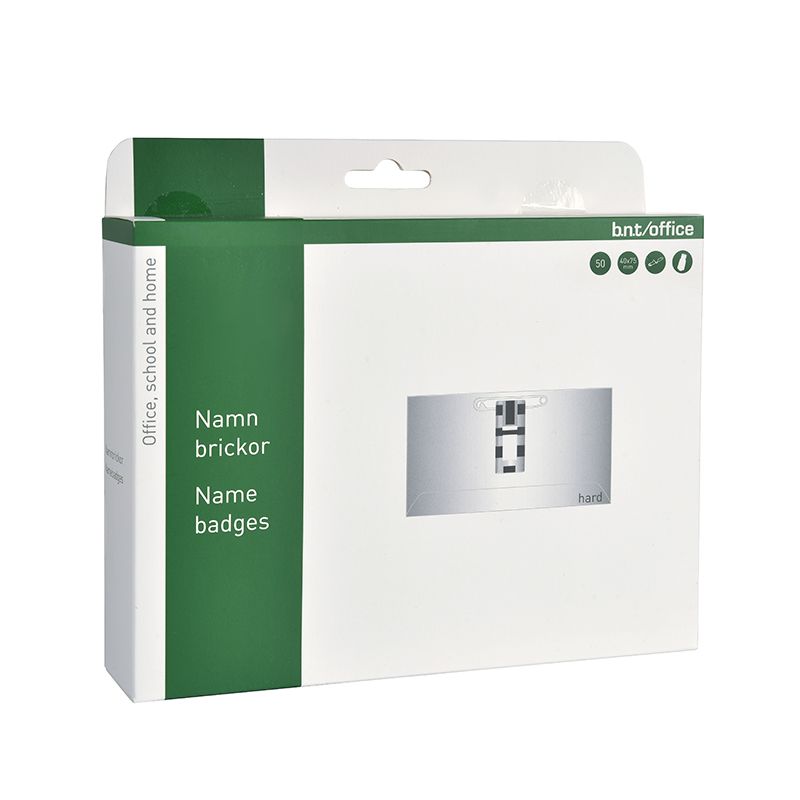 Navneskilt Clip/Nål 75x40mm 50 Pack
