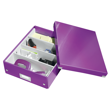 Leitz arkivboks Click & Store A4 lilla (inddeling)