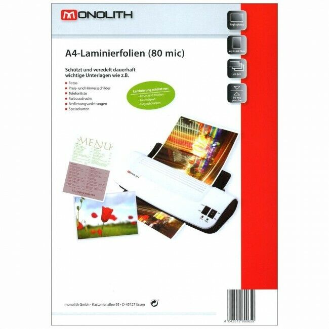 lamineringslomme monolith a-4 8o mic 100 lommer