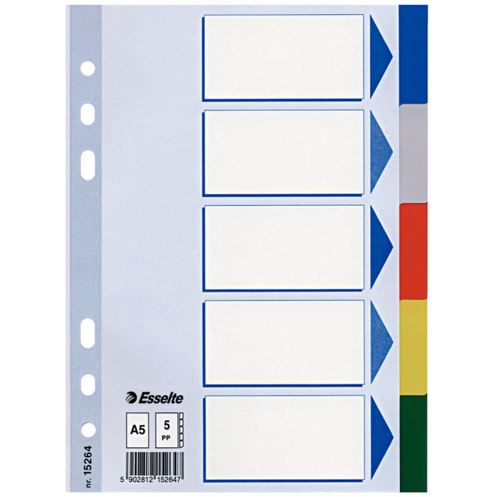 Faneblade Esselte 5-delt A5 karton