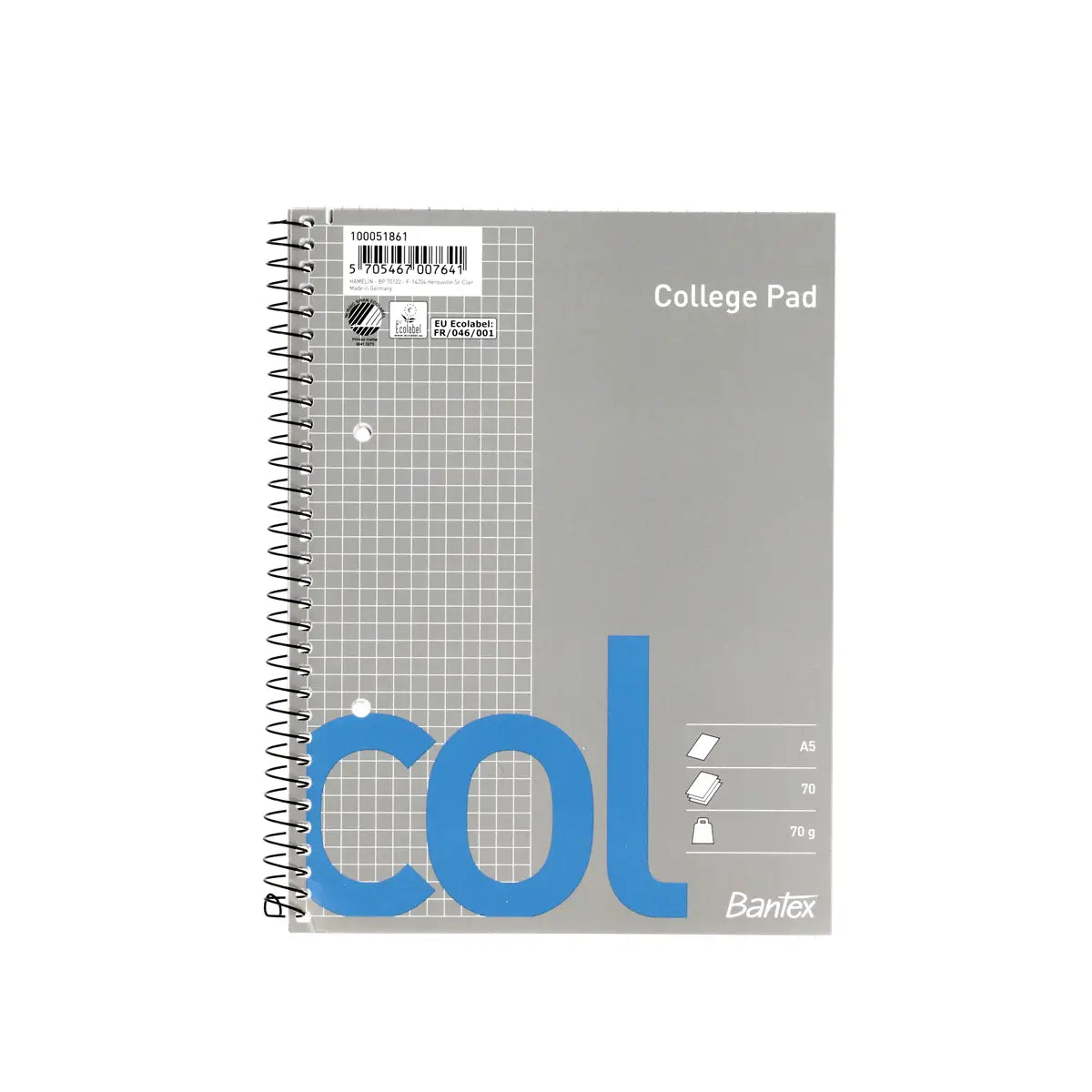 Bantex Col Kollegieblok, Kvadreret, Hullet A5