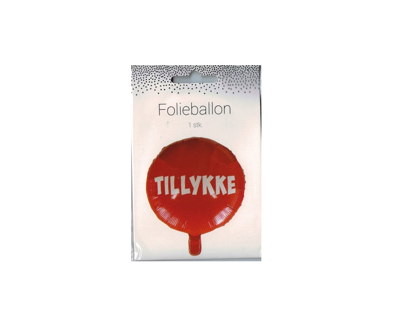 Folieballon. Ø35 cm. Rød. Tillykke