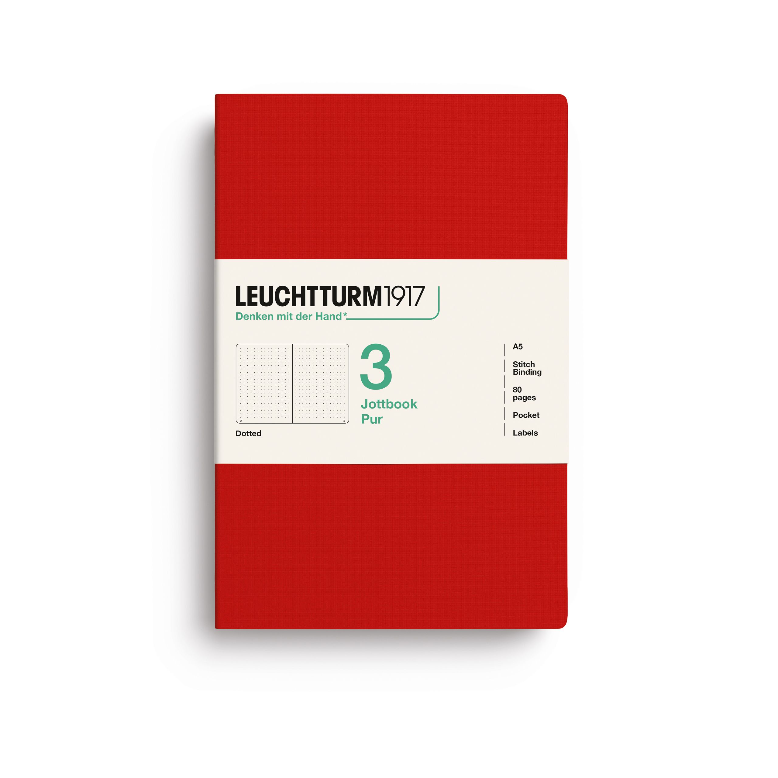 Leuchtturm1917 Jottbook A5, Dotted Cherry 3 stk
