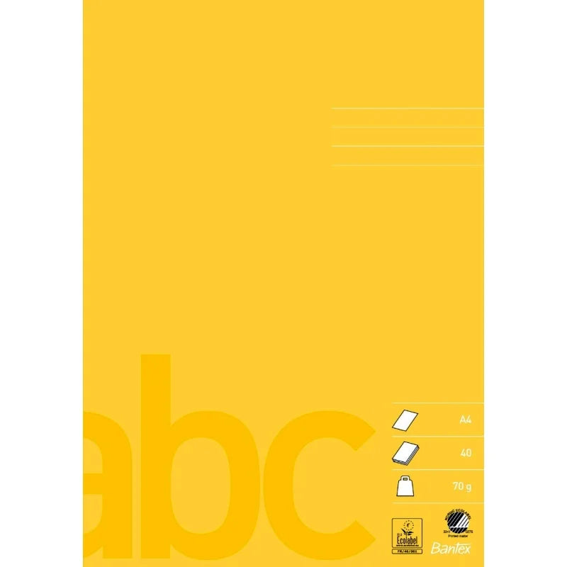 Bantex - Skolehæfte, A5, Ulinjeret, 32 sider, 70 gram - Gul