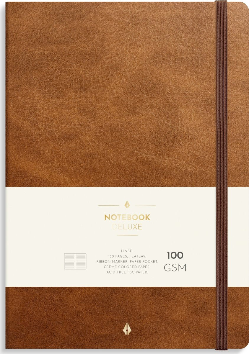 B5 Notesbog brun DELUXE linjeret fra Mayland