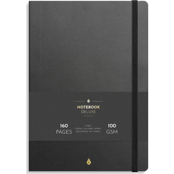 B5 Notesbog sort DELUXE linjeret fra Mayland
