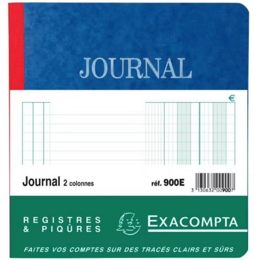 Exacompta Journal/"Kassebog" – 2 Kolonner, 34 Linjer, 21 x 19 – 40 Ark