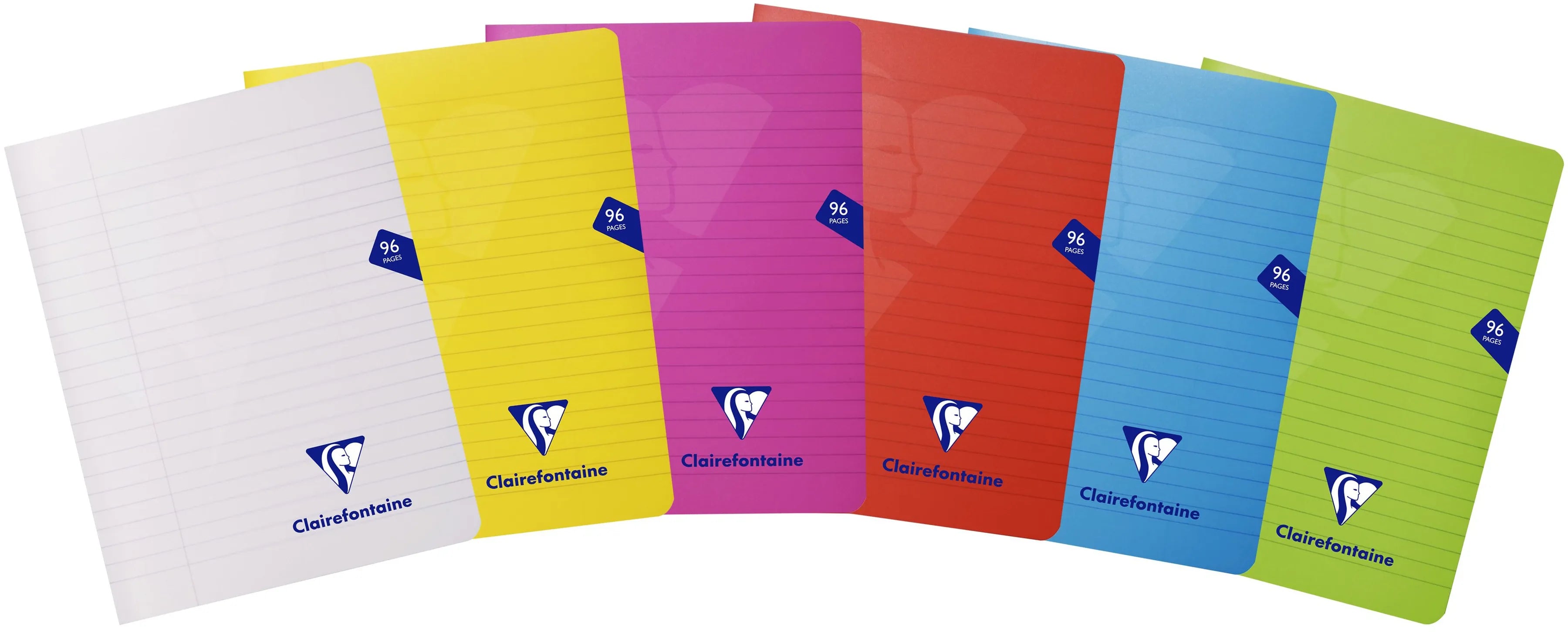 Clairefontaine - Hæfte, A5, 96 Sider, 90 Gram, Linjeret. Flere Farver
