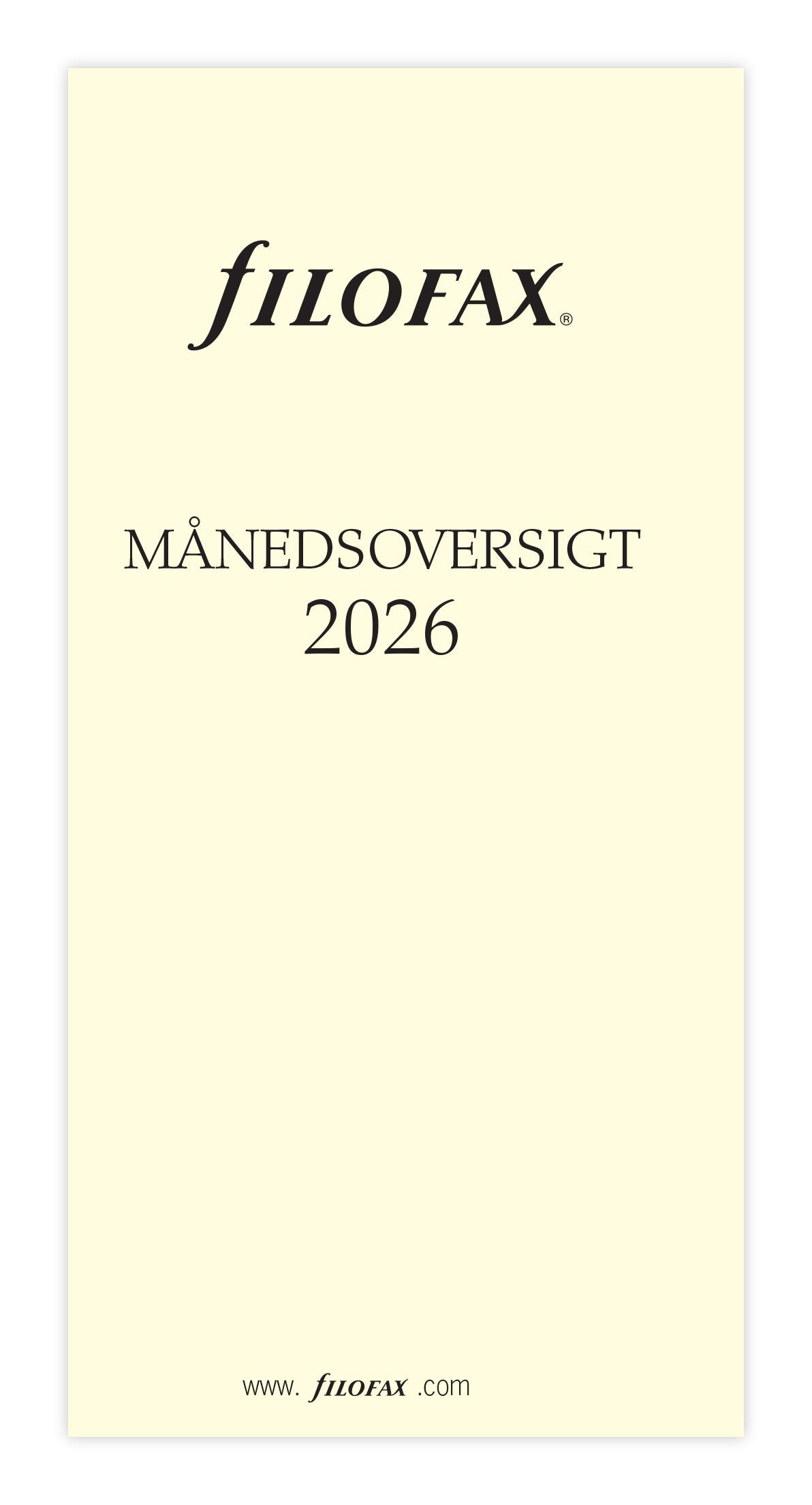 Filofax - Månedsoversikt Personal 2026 Dansk