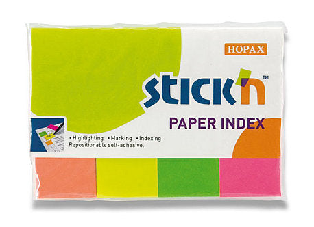 Stick'n - Indeksfaner 4st 50x20 25 Blad Assorterat Neon