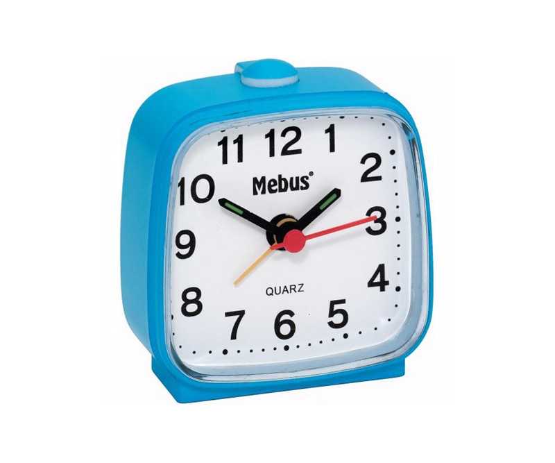 Mebus - Rejsevækkeur med alarm - Lys blå