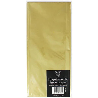 Silkepapir Guld 4 ark 50x70cm 20g.