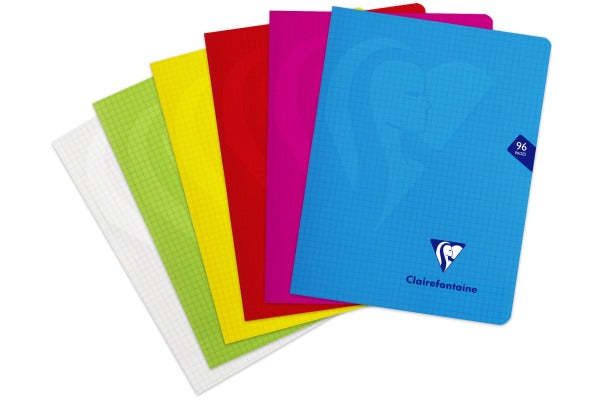 Clairefontaine - Hæfte, A5, 96 Sider, 90 Gram, Ternet. Flere Farver
