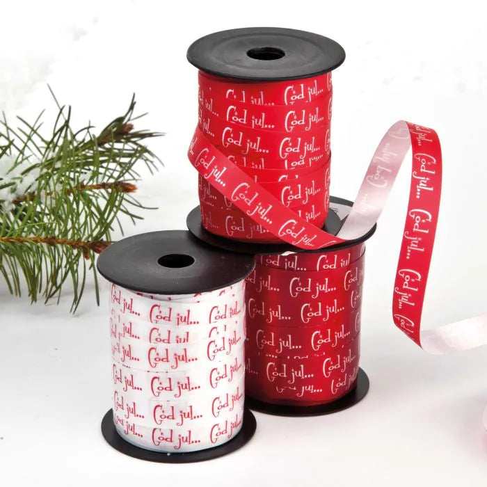 Gavebånd - flere farver med God Jul 10 mm x 10 meter