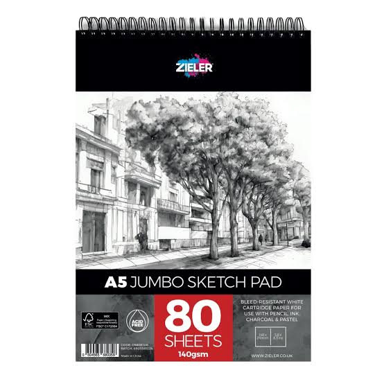Zieler A5 Jumbo Sketch Pad 80 ark, 140g