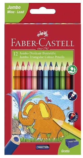 Faber-Castell - Trianguler Farveblyanter Jumbo, 12 Stk