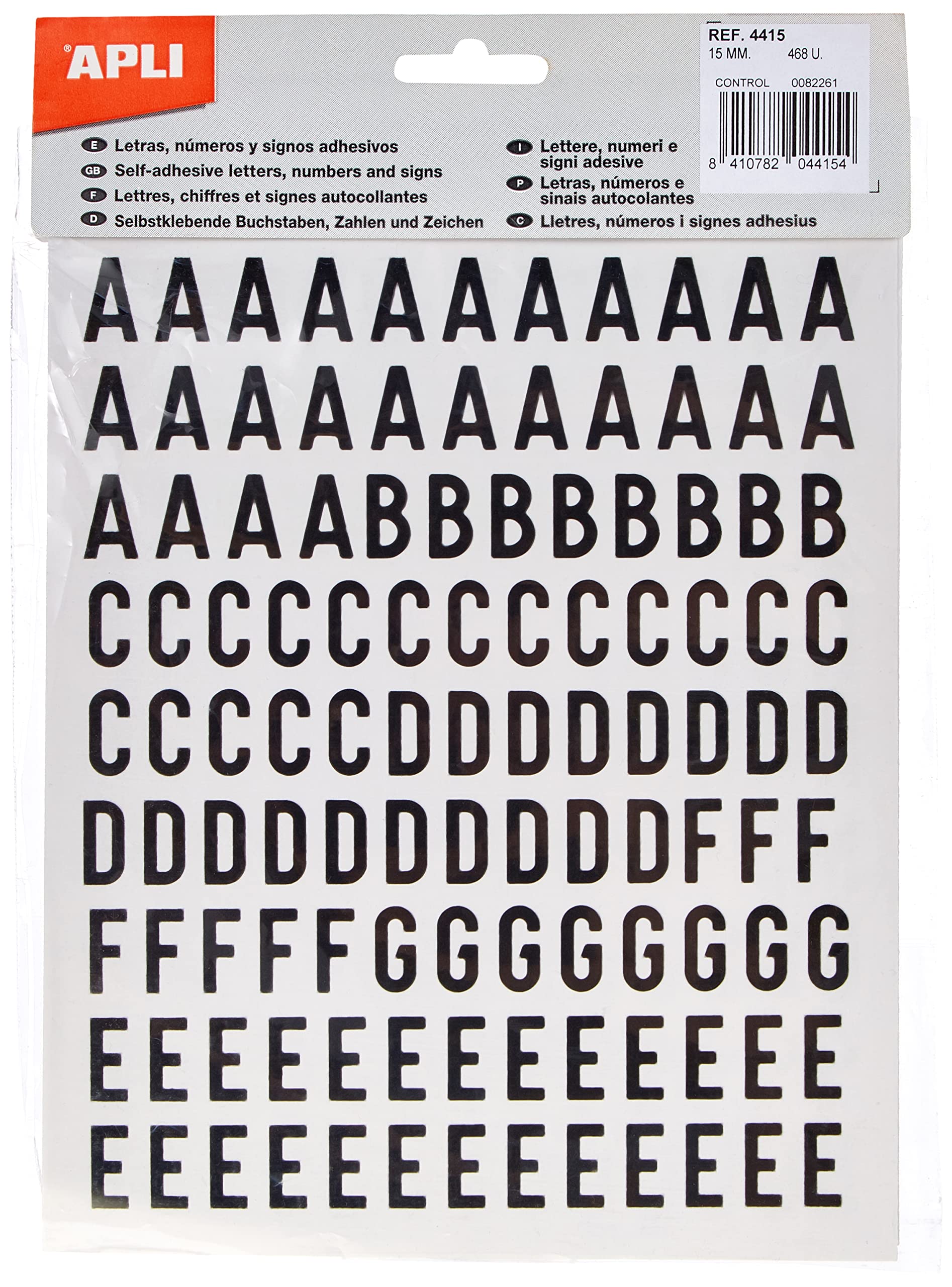 Klistermærker med Bogstaver og tal 15mm
