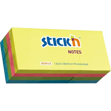 Notesblok Neon 38x51mm 100 Blad Assorteret