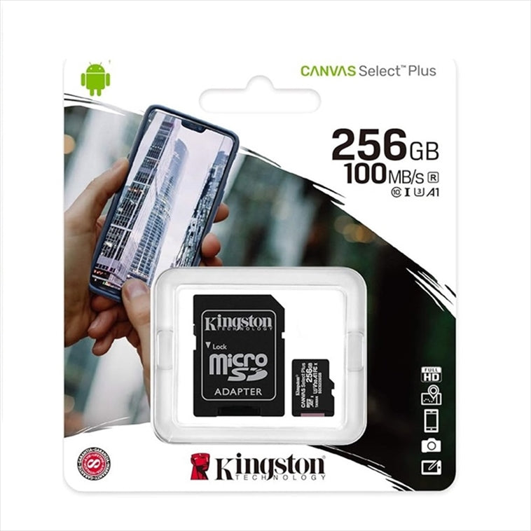 Kingston - Micro SD Card 256GB 100MB/S med Adapter