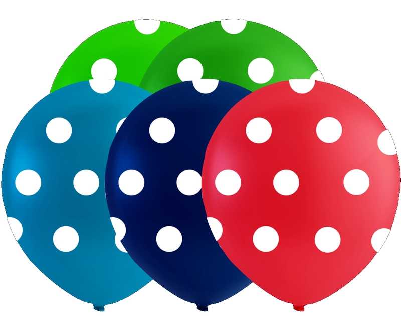 Balloner med Prikker Ø26 cm. 6 stk