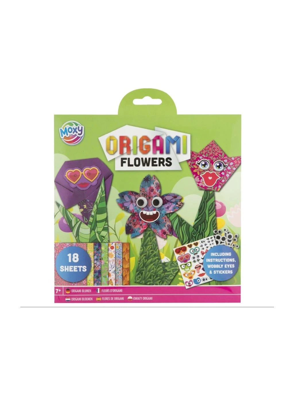 Moxy - Blomster Orgami Papir 18 Ark 19.5x19.5 cm