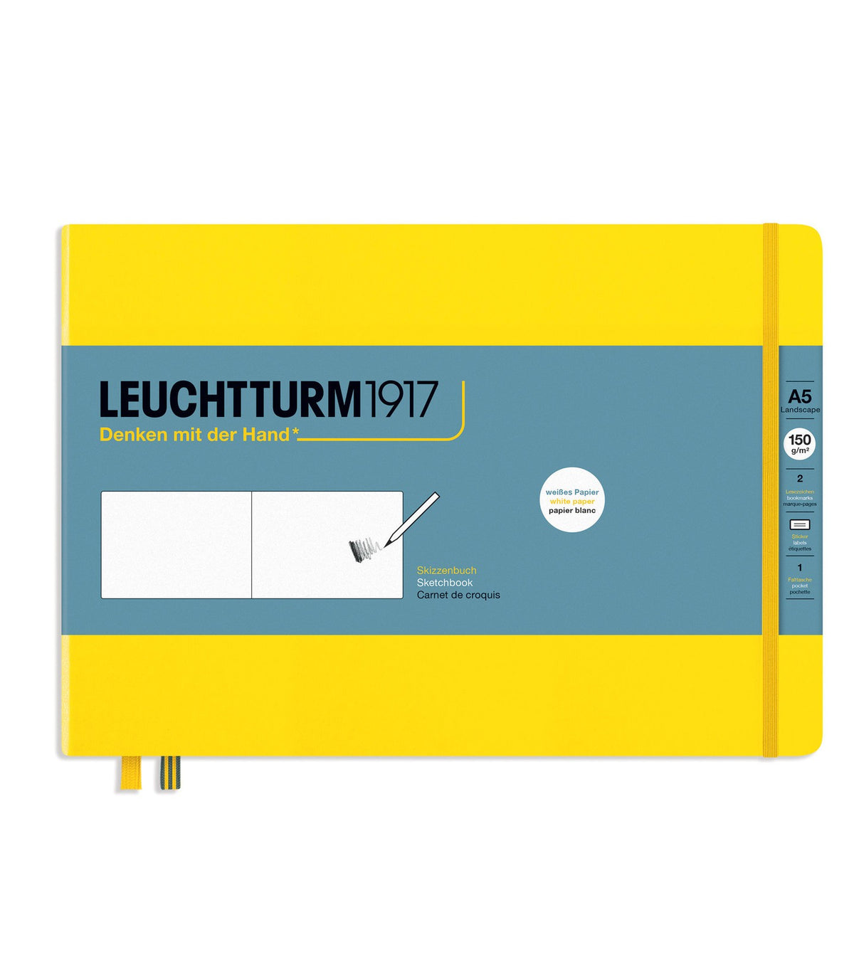 Leuchtturm1917 - Hardcover Skitsebog, Landscape, A5, 150g, Lemon / Gul