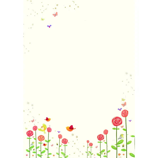 Brevpapir med blomster 10 ark og 10 konvolutter