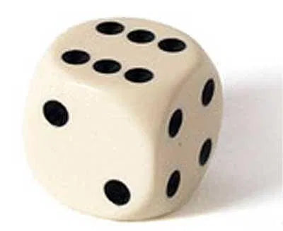 Terninger 16mm - creme 1 stk