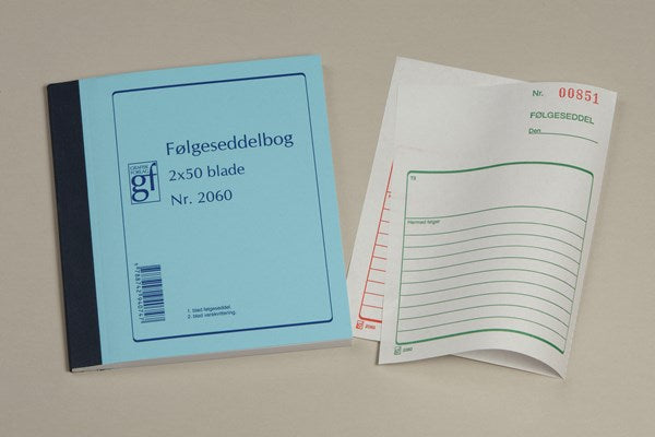 Følgeseddelbog m/kopi Nr. 2060 130x145mm 2x50 blade