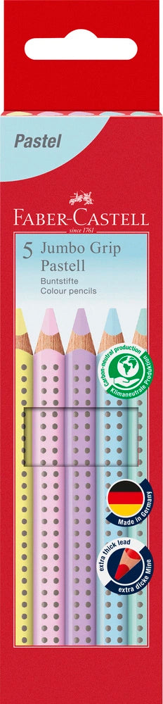 Farveblyanter jumbo grip, 5 pakke Pastel farver