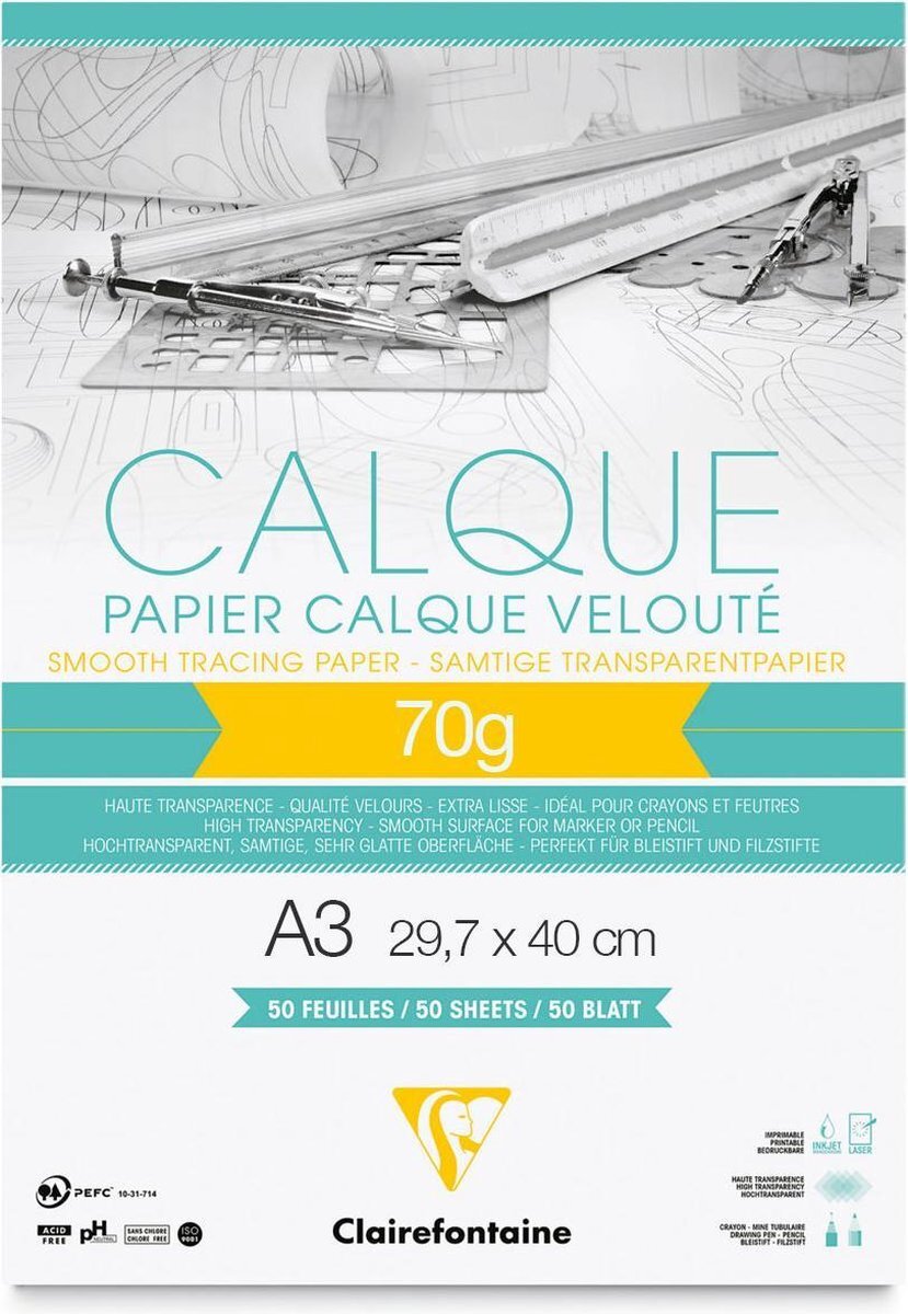 Clairefontaine - Superior tracing kalkerblok A3 70g 50 ark