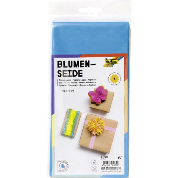 silkepapir Lys blå 5 ark 50x70cm 20g.