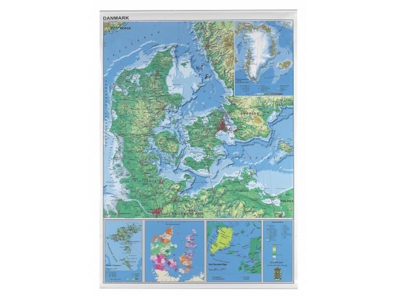 Vægkort Danmark 97*137cm.