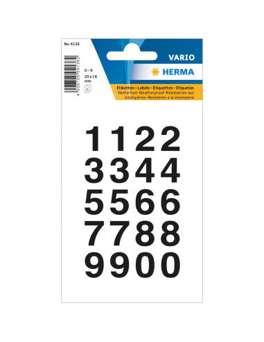 Herma label numbers 20x18 black/white