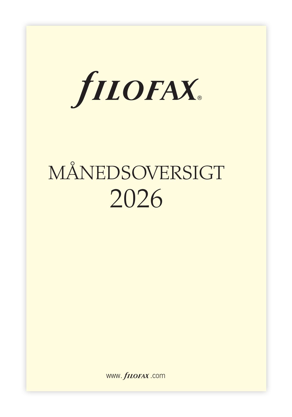 Filofax - Månedsoversikt Pocket 2026 Dansk