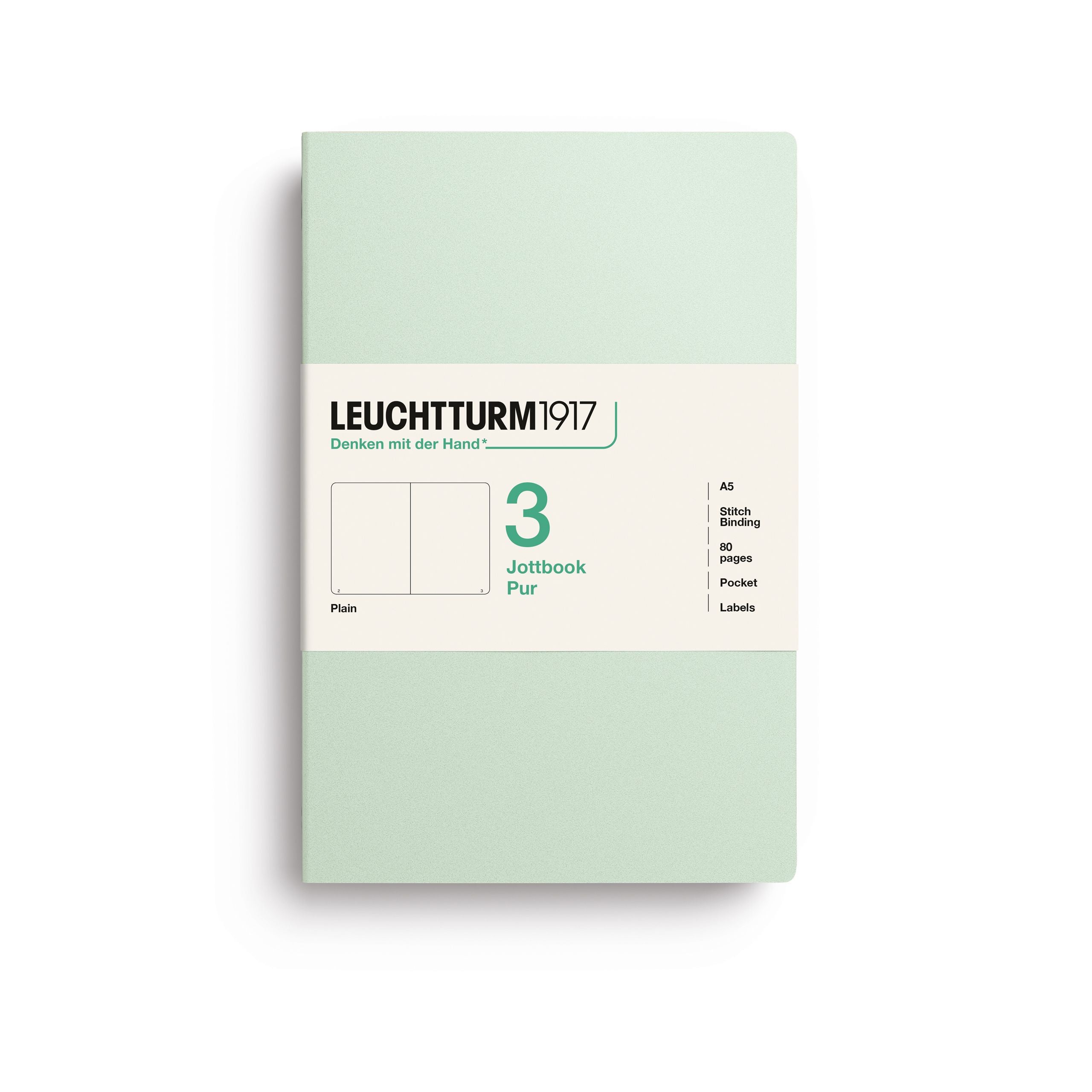 Leuchtturm1917 Jottbook A5, Blank Mint Green 3 stk
